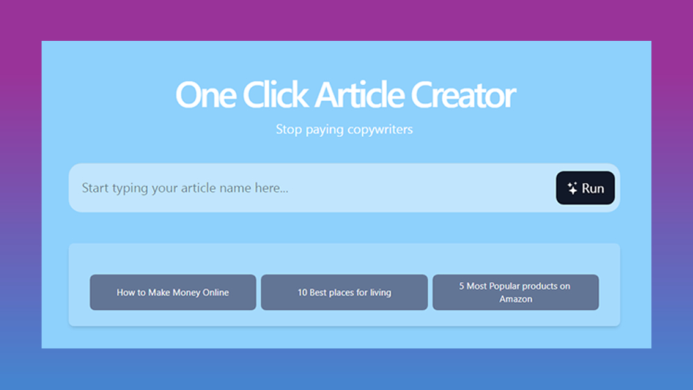 AI One Click Article Creator