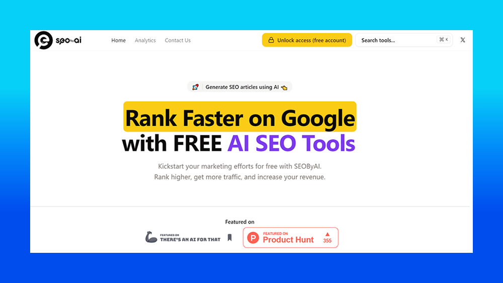 SEO By AI - Rank Faster on Google with FREE AI SEO Tools